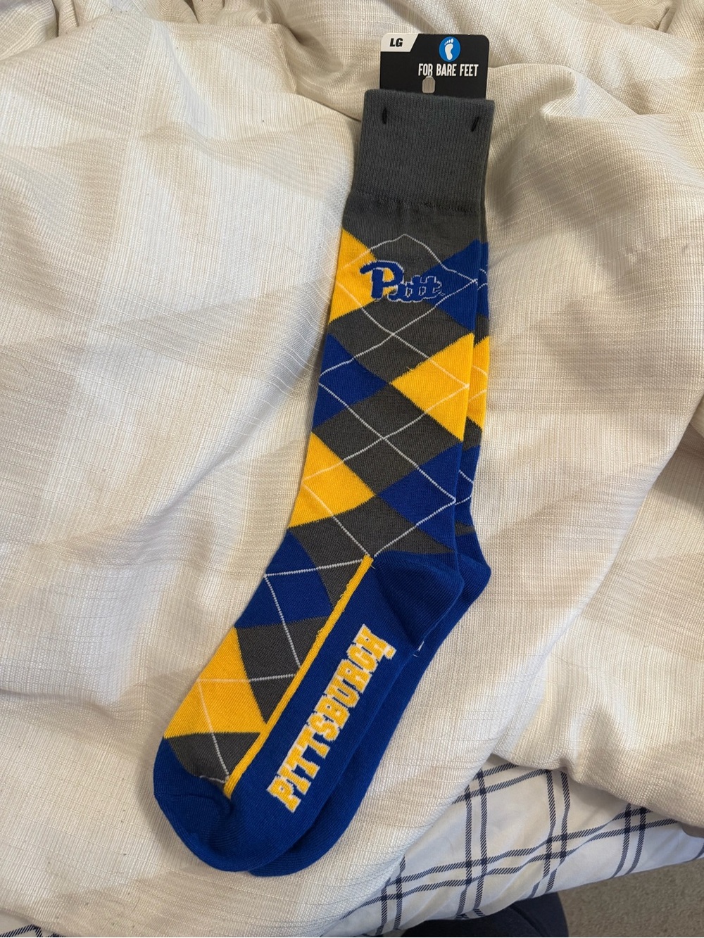 For Bare Feet Pittsburgh Argyle Crew Socks - Blue, Gold & Gray